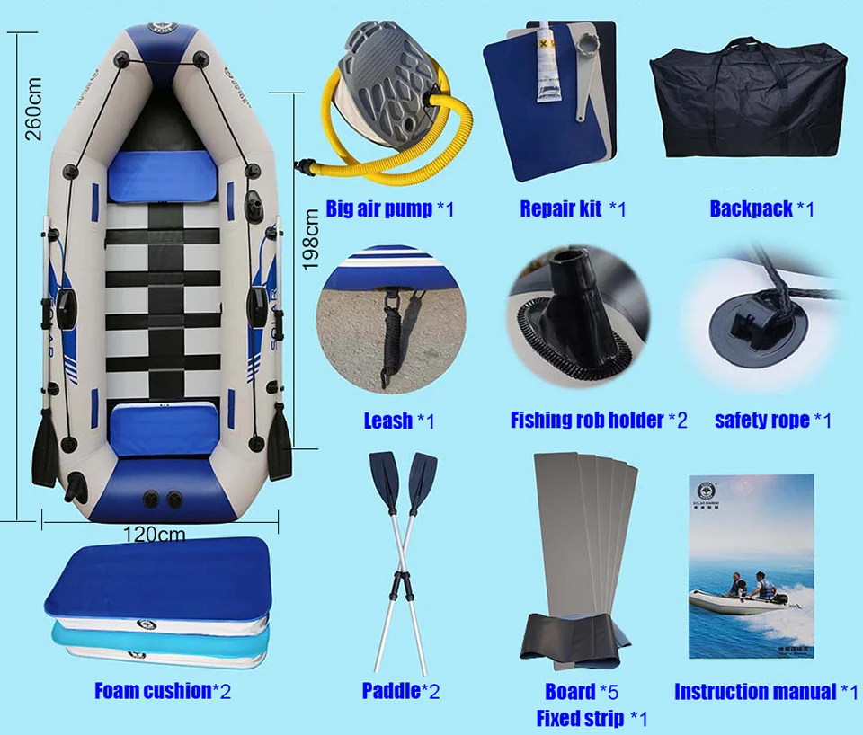 Лодка с воздушной подушкой на солнечной батарее надувной каяк из резины