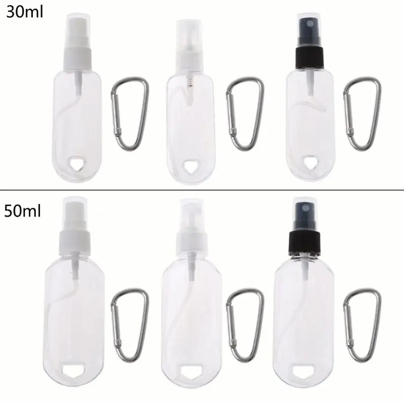 

30ml 50ml Reusable Portable Mini Size Alcohol Spray Bottle Hand Sanitizer Travel Small Size Holder Hook Keychain Carrier