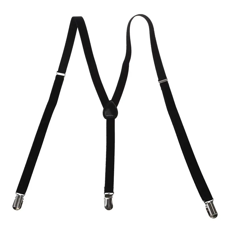 

Adult Adjustable Metal Clamp Elastic Suspenders Braces Black