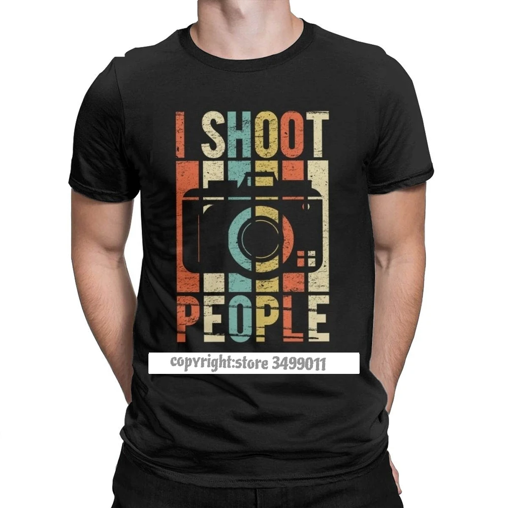 

Men's Vintage Shoot People Photographer Tops T Shirt Novelty Premium Cotton Tee Shirt Camisas T Shirts Round Neck Tops