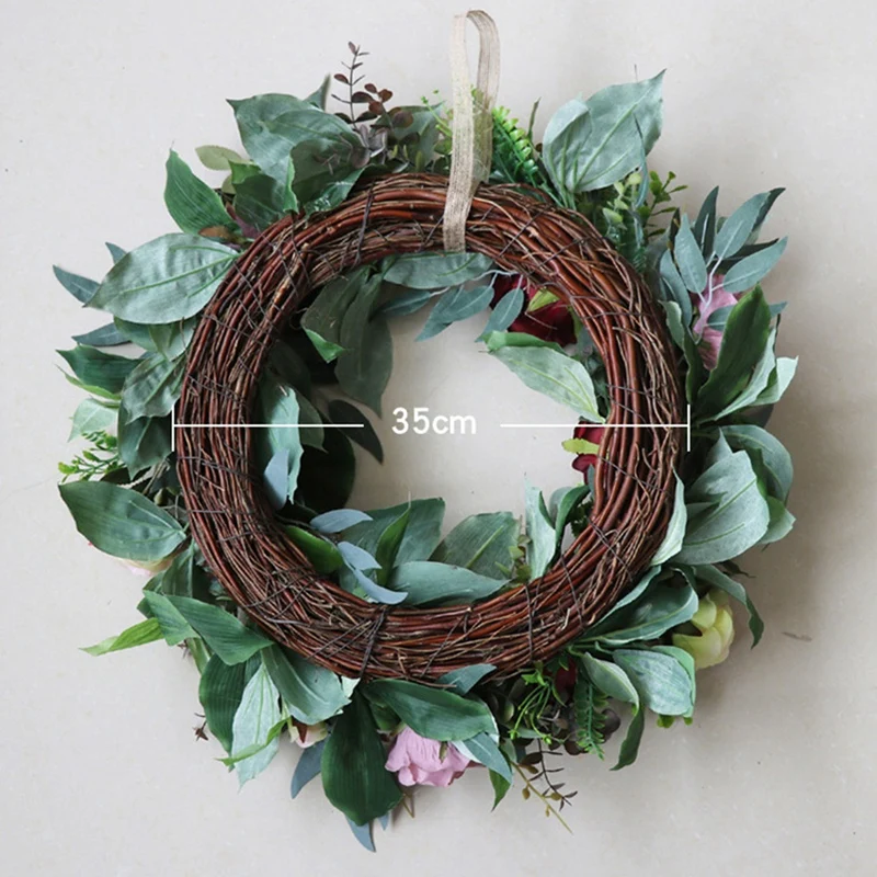 

Artificial Rose Flower Wreath Summer Wreath for Front Door Wall Window Idyllic Outdoor Wedding Party Home Decoration