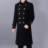long dust coat men winter warm trench woolen cloth coat mens double breasted slim casual jackets solid business outwear