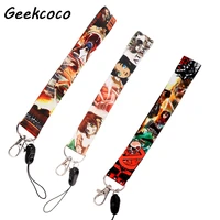 j2658 anime character printed keychain wristlet for key chain lanyard hanging strap key ring charm jewelry accessory