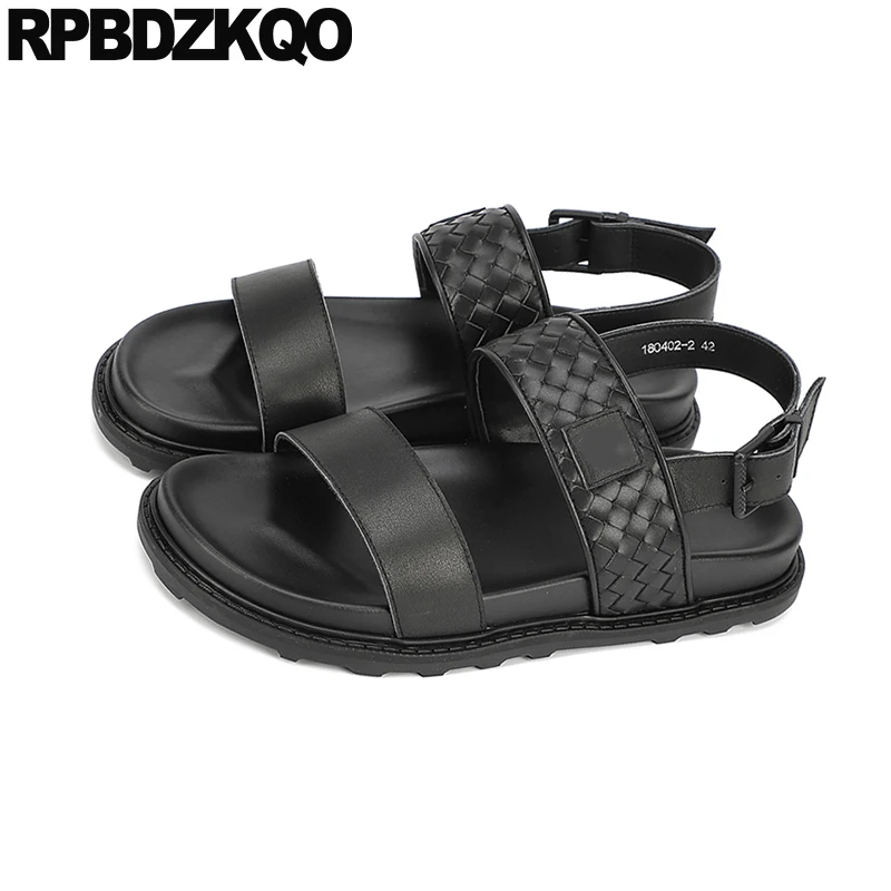 Сланцы мужские из натуральной кожи шлепанцы дышащие без застежки на платформе