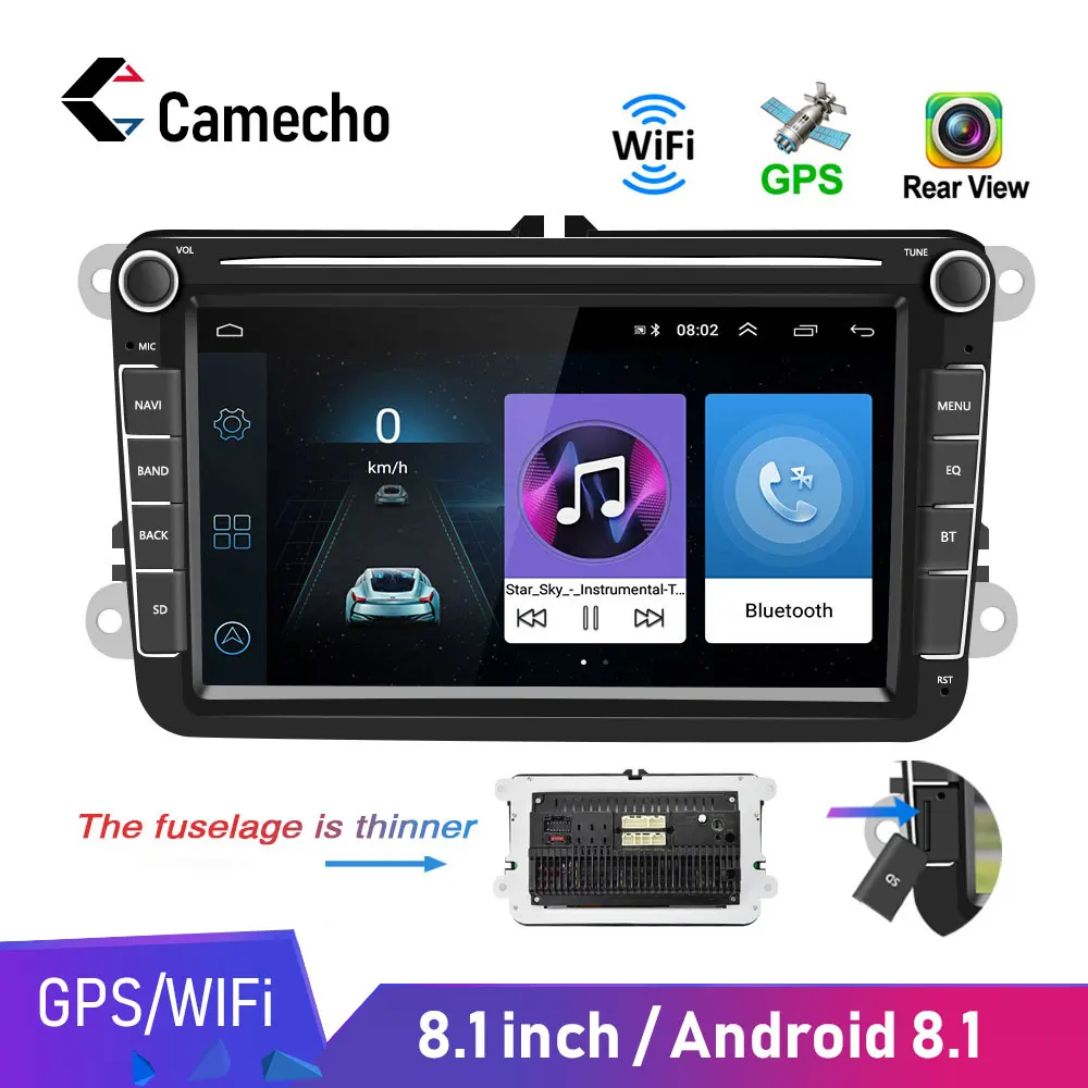 Автомобильный мультимедийный плеер Camecho Android 8,1 gps 2 Din авторадио для VW/Volkswagen/Golf/Polo/Passat/b7/b6/SEAT/leon/Skoda