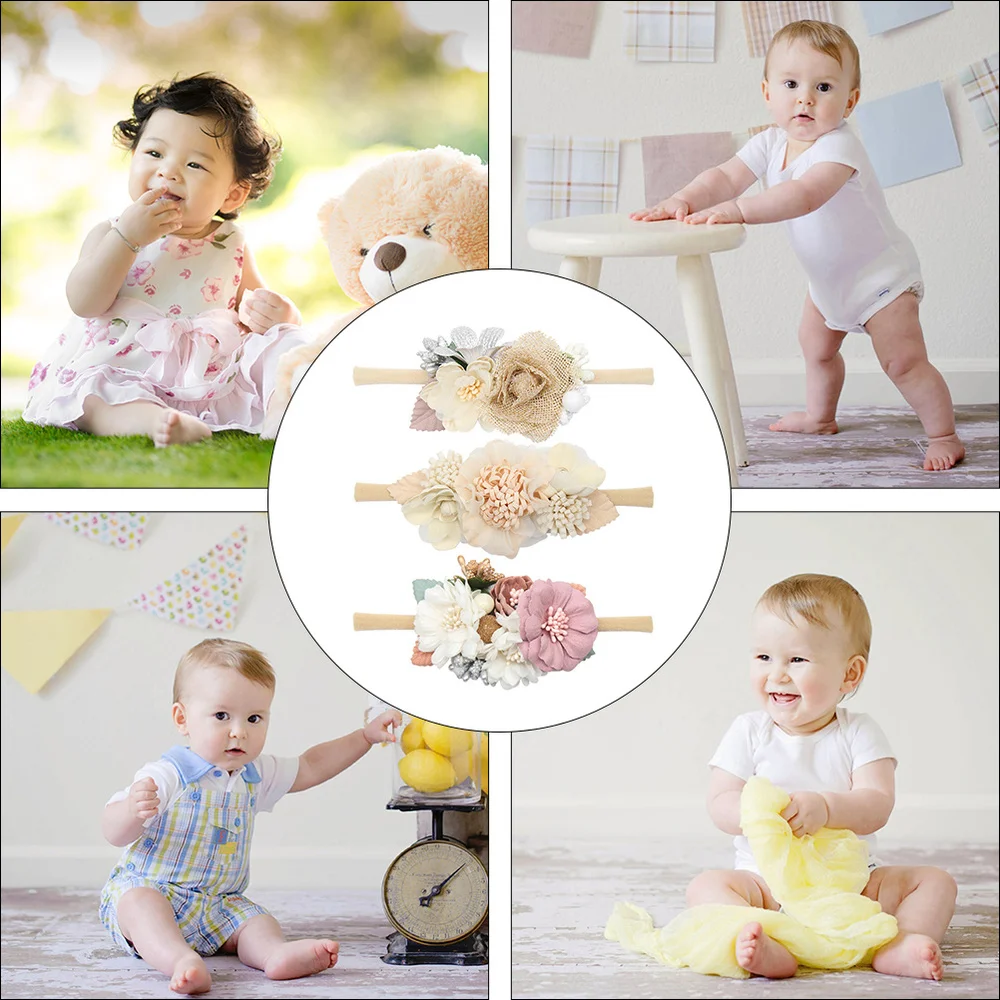 

3pcs Flower Headpieces Toddler Head Bands Floral Headbands Hair Accessories