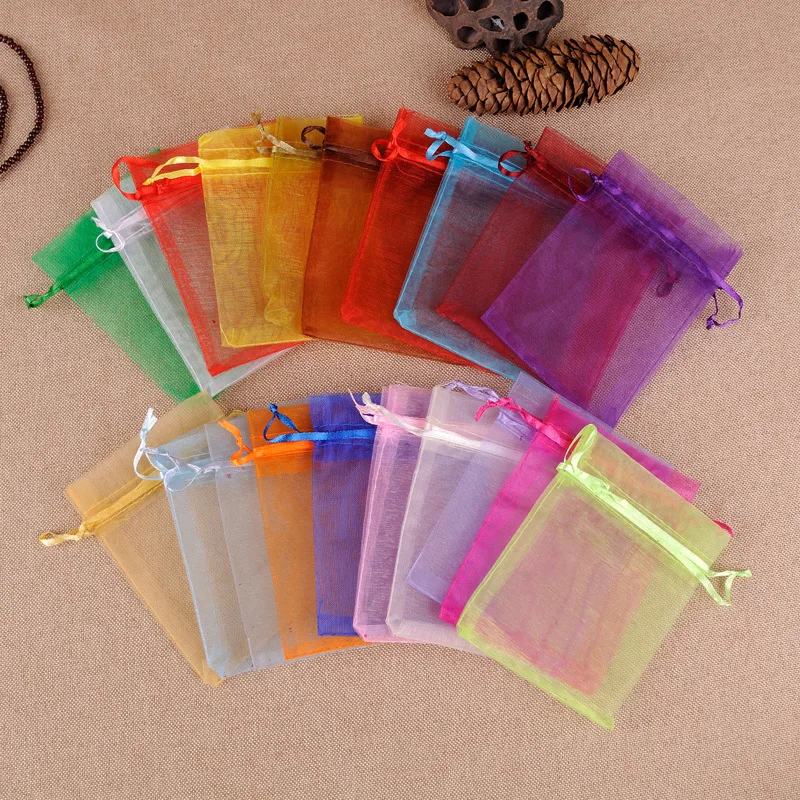 

YHBZRET 50PCS Organza Bag Jewelry Packaging Bags 7x9 9x12 10x15 13x18CM Wedding Party Decoration Drawable Bags Gift Pouches