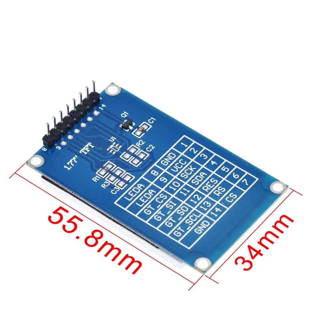 TZT 1,77 дюймов TFT lcd экран 128*160 1,77 TFTSPI TFT цветной экран модуль последовательного порта