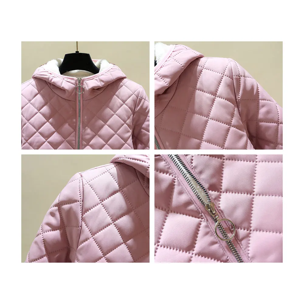 Куртка женская стеганая на флисовой подкладке элегантная парка в Корейском