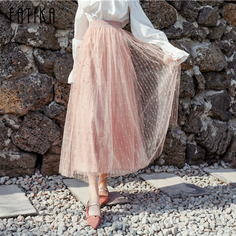 

Женская длинная Плиссированная Юбка фатиновая, расклешенная юбка с высокой талией, весна-лето 2020