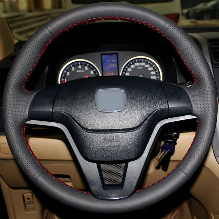 Черный чехол GNUPME из искусственной кожи ручной работы на рулевое колесо для Honda CRV CR-V 2007 2008 2009 2010 2011