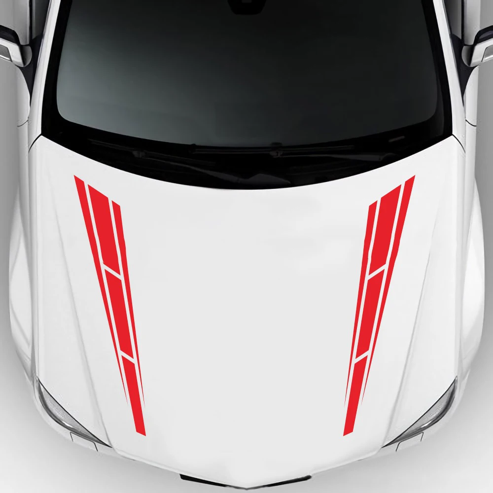 

2Pc Racing Sport Stripe Car Hood Sticker Front Head Engine Cover Decor Vinyl Decal For Smart Fortwo Forfour Auto Body Accessorie