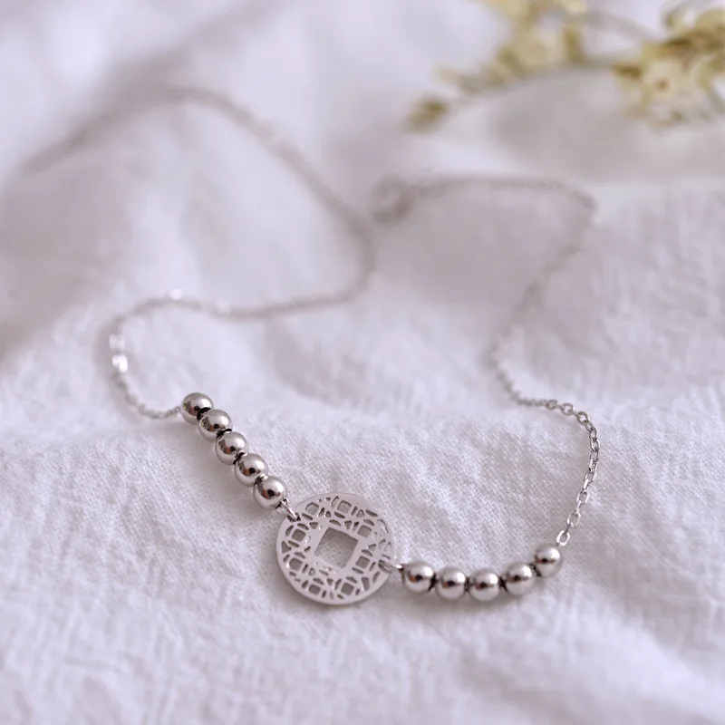 Kinel Этнические браслеты из настоящего серебра для женщин круглые бусины хороший