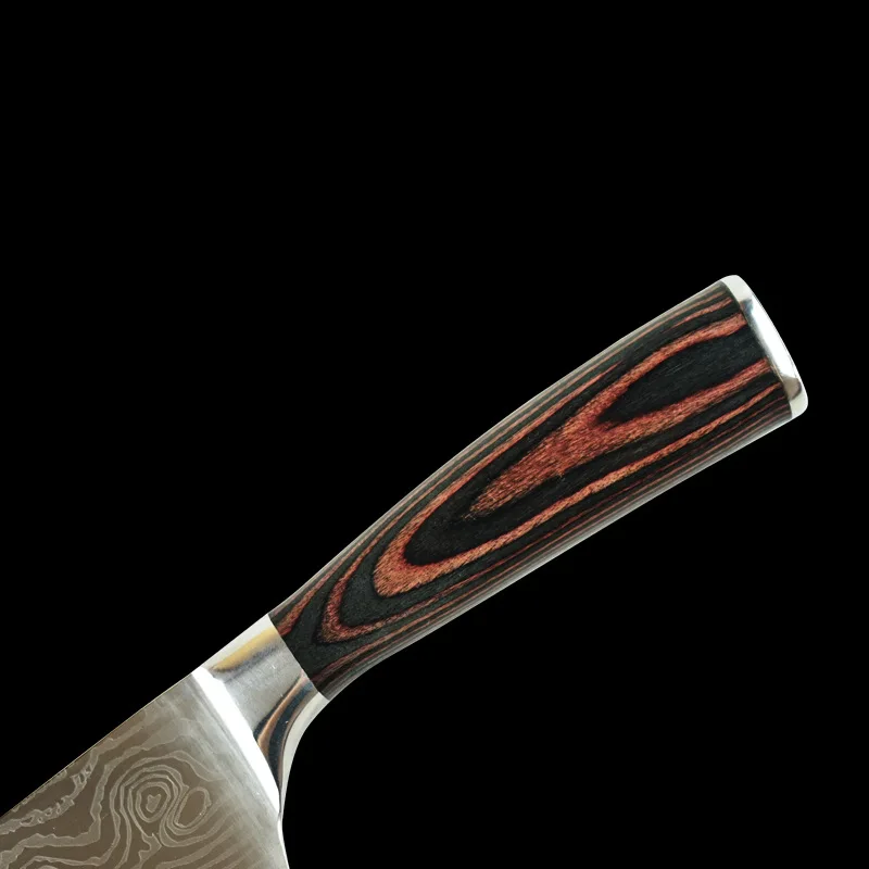 7-дюймовый японский кухонный нож шеф-повара из дамасской стали маленький с