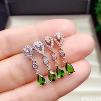 kjjeaxcmy 925 sterling silver inlaid natural diopside womens exquisite vintage water drop gem ear stud earring support detectio