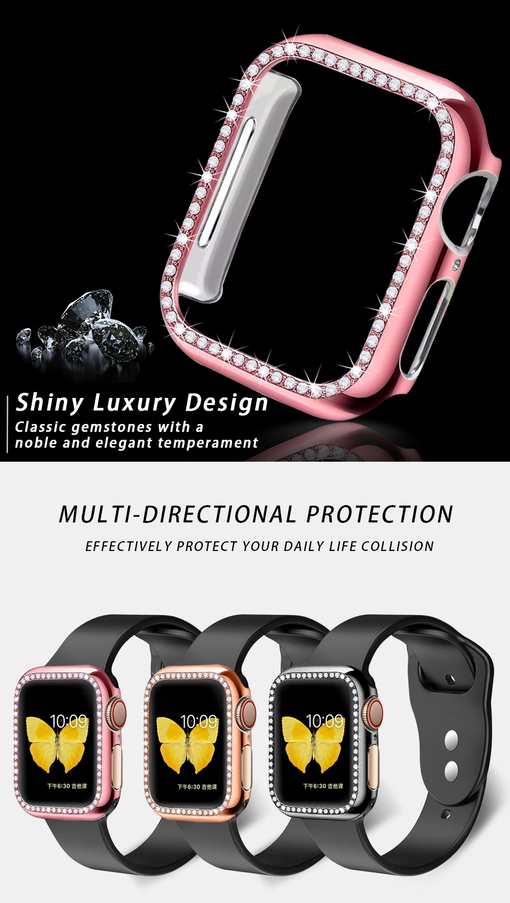 Чехол-бампер с алмазами защитный чехол для Apple Watch Cover Series 5 4 3 2 1 38 мм 42 мм чехол s для Iwatch 5 4 40 мм 44 мм аксессуары для часов
