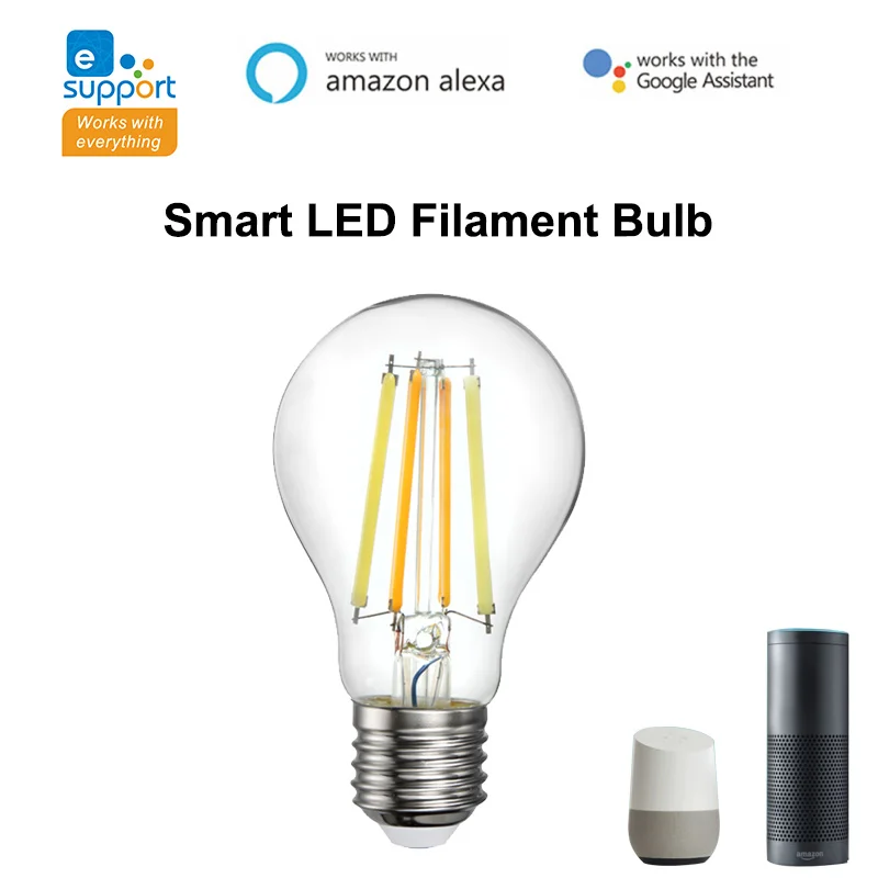 

EWeLink WiFi Smart Filament Bulb E27 7.5W APP Remote Voice Control 2700-6500K Dual-color Dimmable Bulb With Alexa Google Home