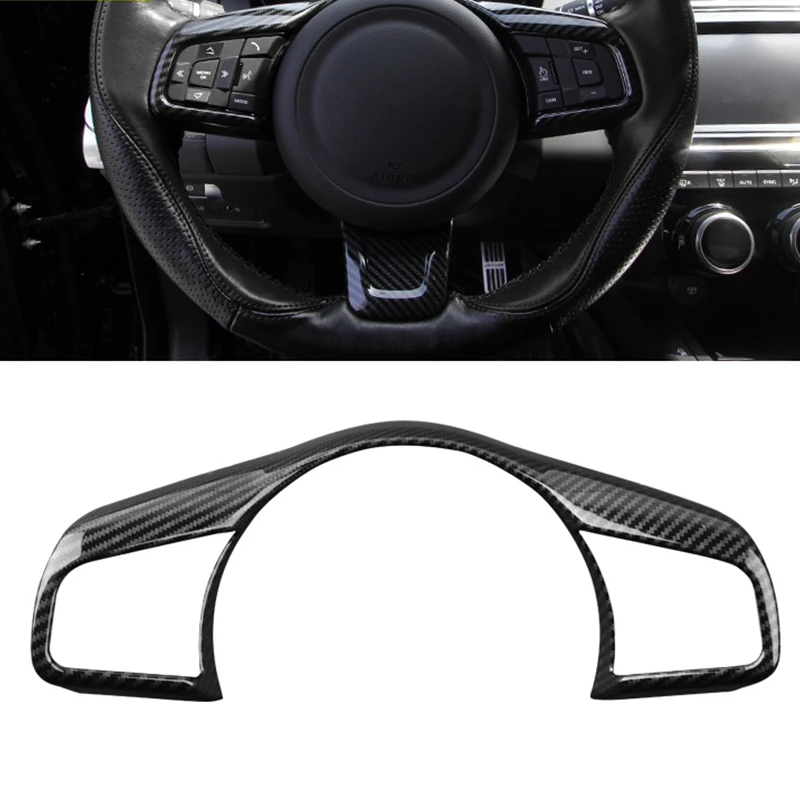 

For Jaguar F-PACE 2016 2017 2018 ABS Carbon fibre Car rear package steering wheel trim Accessories Covers Trim Car Styling 1pcs