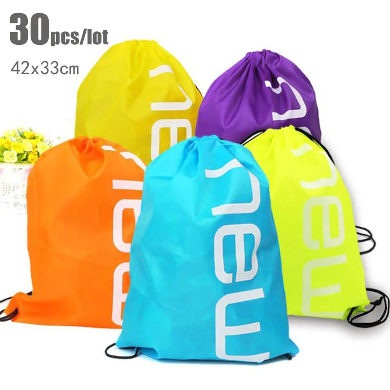 

30 Pcs/lot Drawstring Waterproof Backpacks Colorful Shoulder Bag Swimming Mountaineering Hiking Bags For Outdoor Storage Bags
