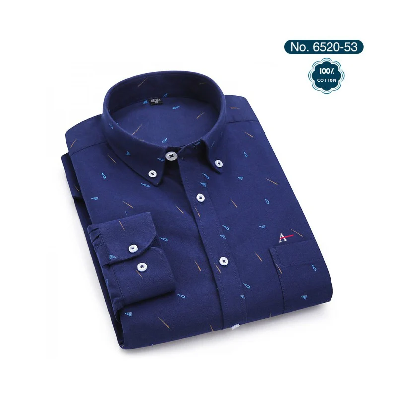 6520-53(14) Новинка года. Качественные мужские рубашки в полоску ARAMY Camisa. Мужские рубашки с вышивкой - Цвет: 6520-53(14)