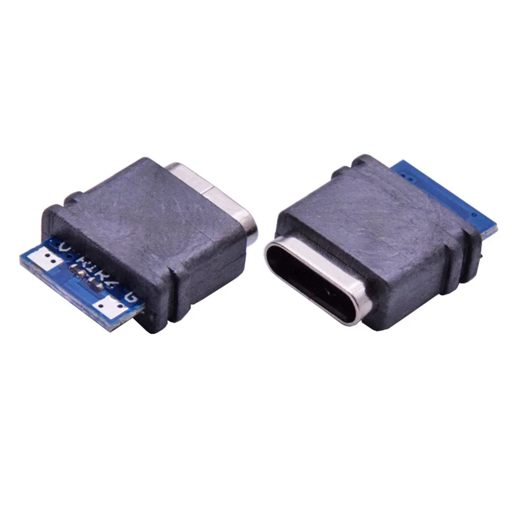 

100PCS USB 3.1 Type C Waterproof Connector Port Jack 16PIN 5A Female Socket Double 5.1K Resistor Support Charging And Dischargin