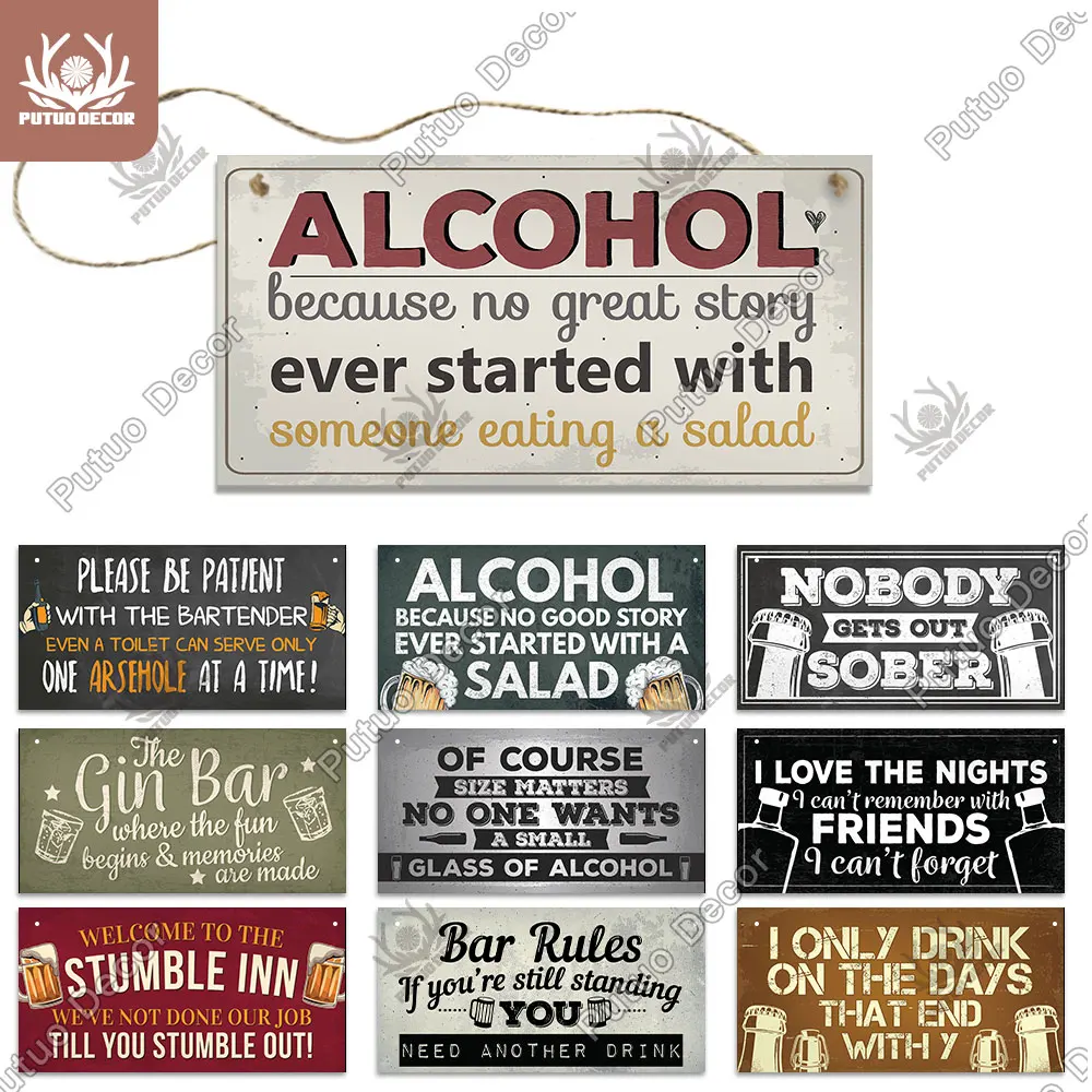 

Putuo Decor Bar Signs Funny Wooden Signs Gifts Decorative Plaques In Bar Door Decoration Pub Club Hanging Home Decor