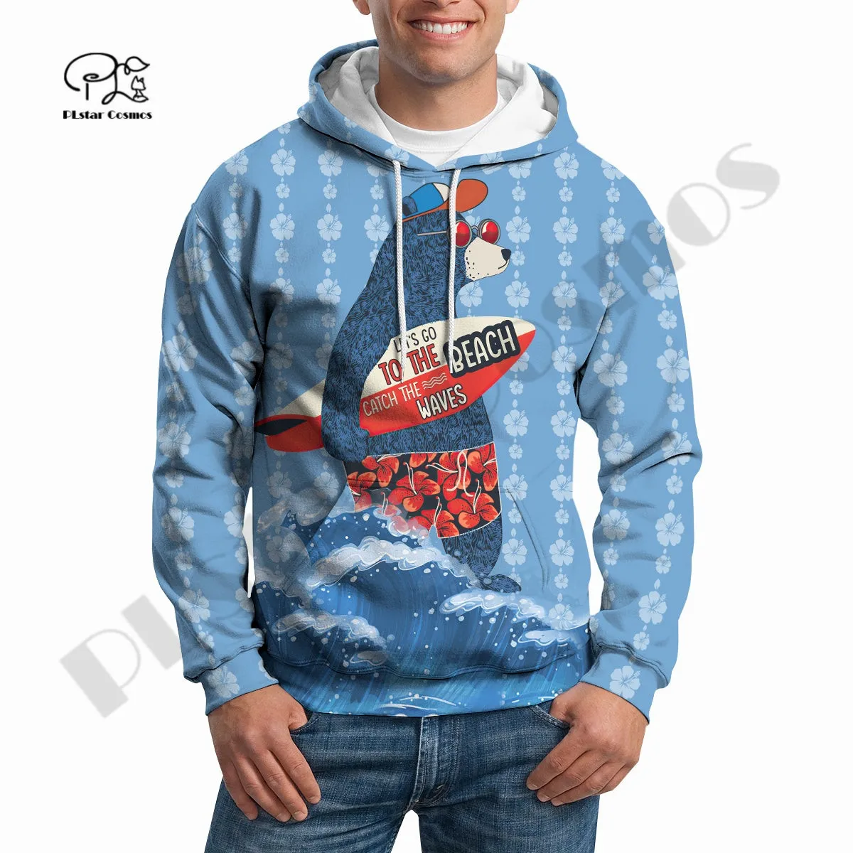 PLstar Cosmos Новинка 3 dпечатный медведь на пляже наполнитель смешной Harajuku Премиум