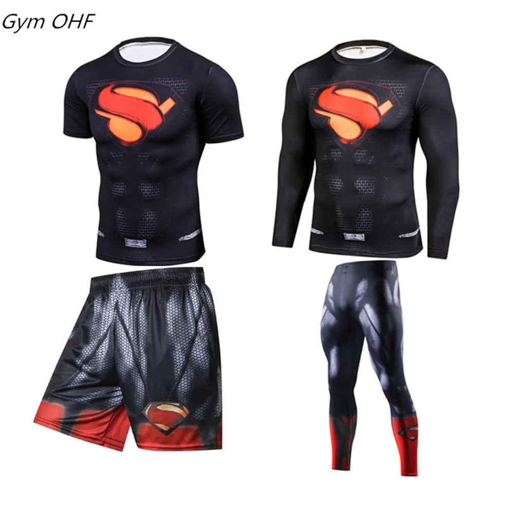 

Men Gym Fitness Workout Tight Boxing Jerses Sets Men's Compression Tracksuit Men Jogging Running Sets Rashgard Gym Clothing