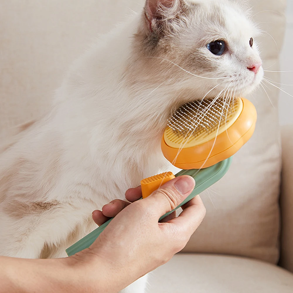 

Pet Cat Comb Dog Cat Grooming Comb Clean Brush Self Cleaning Slicker Brush Pet Brush Hair Removal Selfcleaning Flea Comb