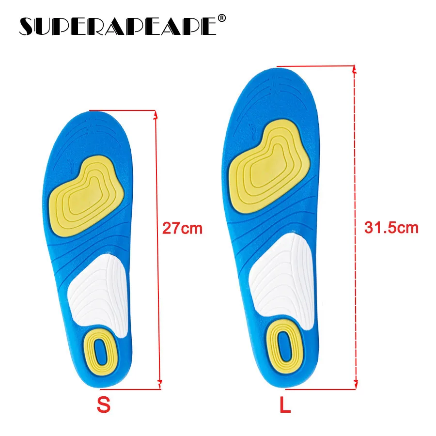 Superapeape Sport Insole Silicone Orthopedic Foot Care For feet Shoes Sole Heel Pain Plantar Fasciitis Shock Absorption Pads