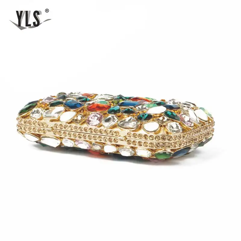 Женский кошелек с кристаллами вечерние металлические клатчи маленькая сумочка