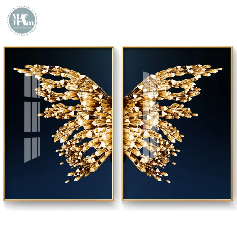 

Nordic Golden butterfly Gilt Picture Wall Poster Modern Style Canvas Print Painting Art Aisle Living Room bedroom Decoration