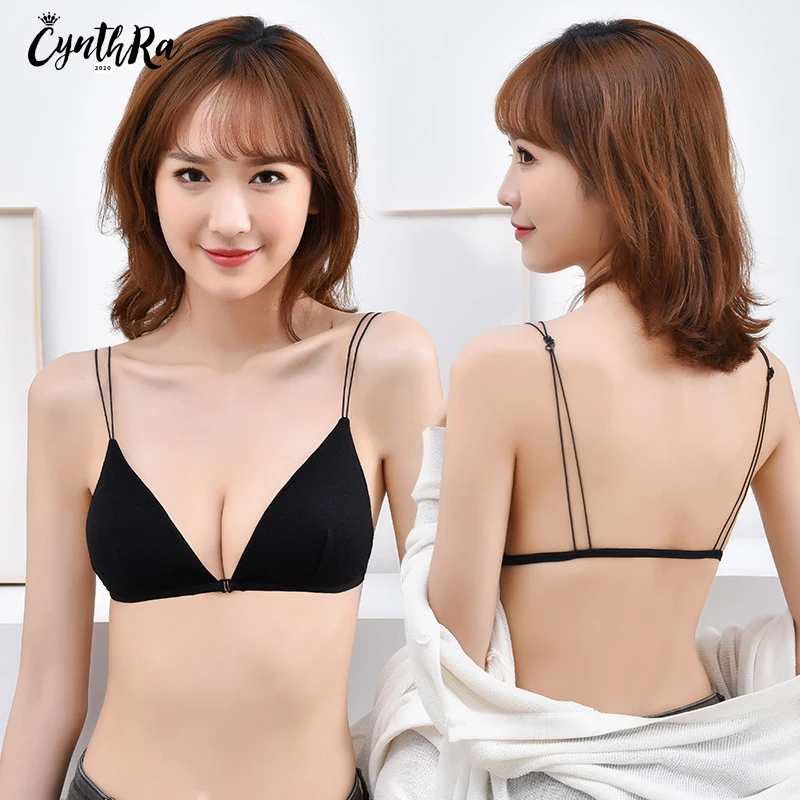 

CYNTHRA Girls Underwear French Style Wireless Bra Female Sexy Front Buckle Bra Thin Shoulder Strap Breathable Underwear For Wome