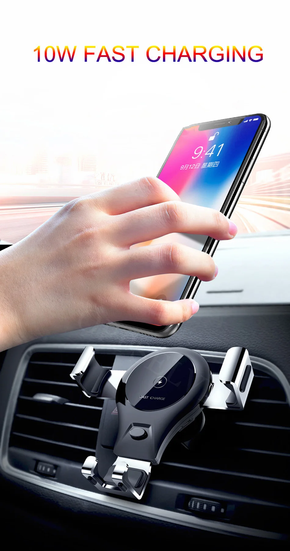 OSEVPORF автомобильное Qi Беспроводное зарядное устройство для iPhone X 7 8 10 Вт быстрая Беспроводная зарядка автомобильное зарядное устройство для samsung S10 S9 Xiaomi Mi 9