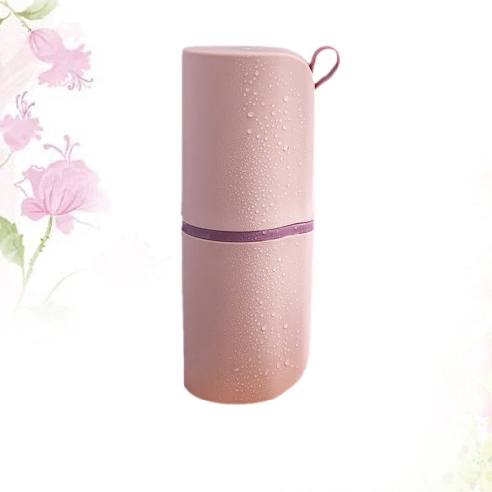 

Portable Washing Cup Toothbrush Storage Box Toothbrush Cup Holder for Travel Hiking Camping (Sky-blue)