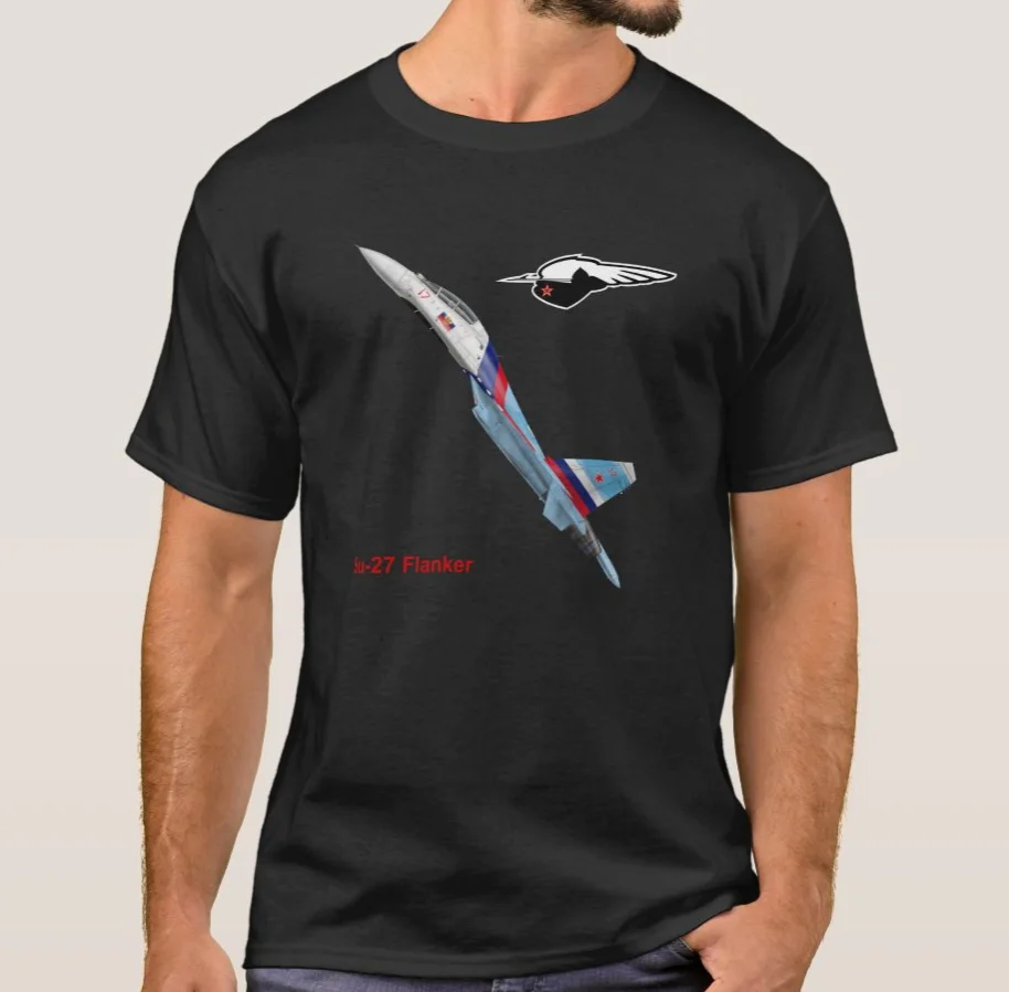 

Russian Air Force Sukhoi Su-27 Flanker Fighter T-Shirt. Summer Cotton Short Sleeve O-Neck Mens T Shirt New S-3XL