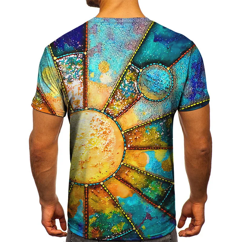 

Summer original 3D animal print bold side leakage lion head pattern color short sleeve T-shirt men's casual sport