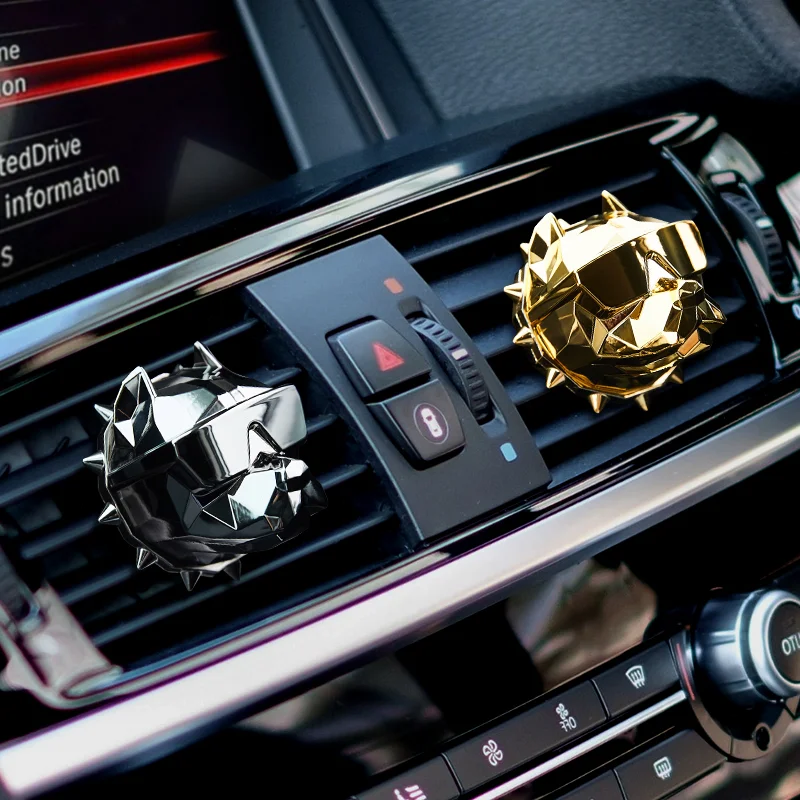 

2021 NEW Upgrade Bulldog Car Perfume air fresheners Fragrance Magnet Clip Auto Vents Scent Parfume Gift Box Car Decor