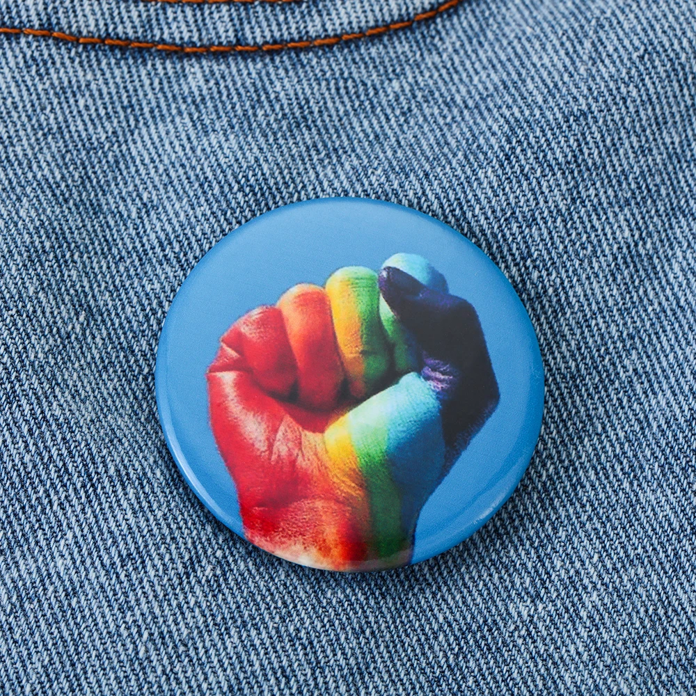 Creative Rainbow Heart Finger Flag Love is Pins Brooches Metal Badges Gay Lesbian Pride Lapel Pin Gifts Jewelry Accessories | Украшения и