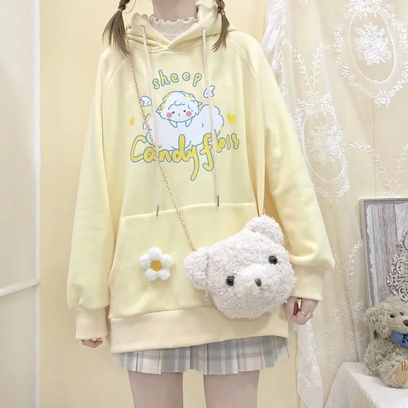 

Женская толстовка ZOGAA Kawaii Swaetshirt, весна 2021, модные женские толстовки большого размера, с длинным рукавом, с мультяшным принтом, теплый милый С...