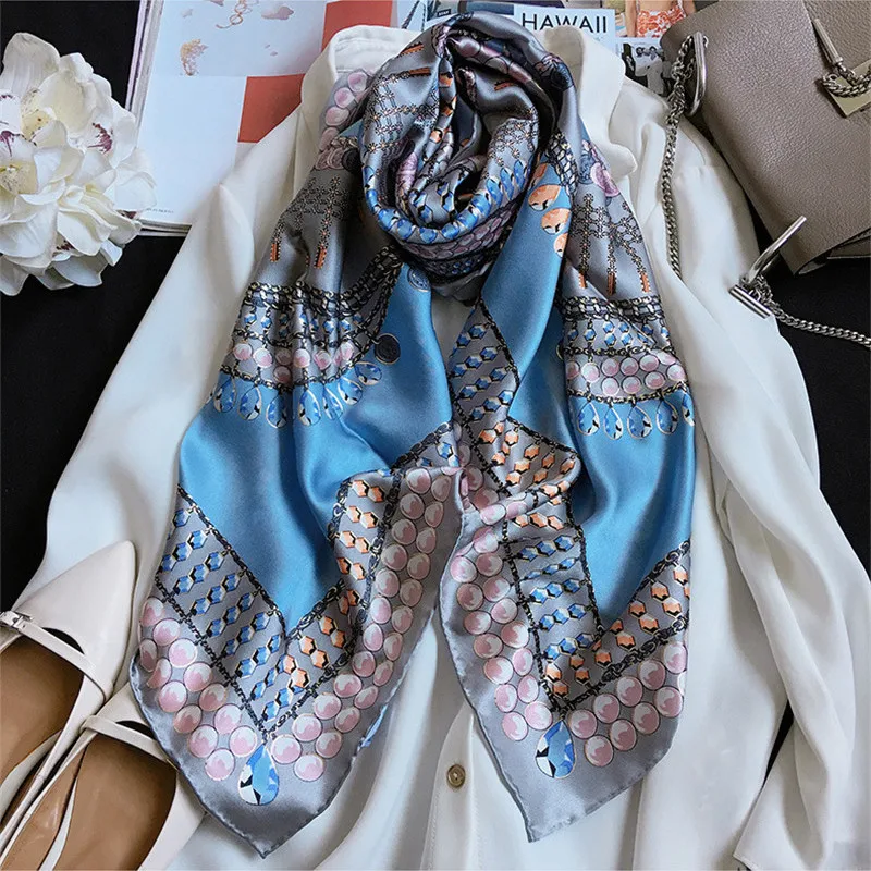 Женский квадратный шарф из натурального шелка 100% см |