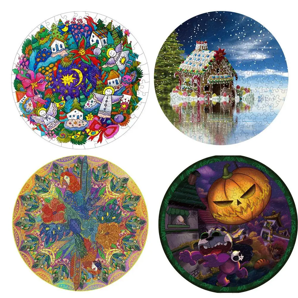 

Children's Jigsaw 150 PCS Cake House Jigsaw Puzzles 11.93in Circular Challenging Brain Teaser Educational Toys Decompression P
