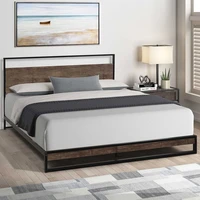 queen metal bed frame with wood slats upholstered platform bed frame for children teens adults bedroom