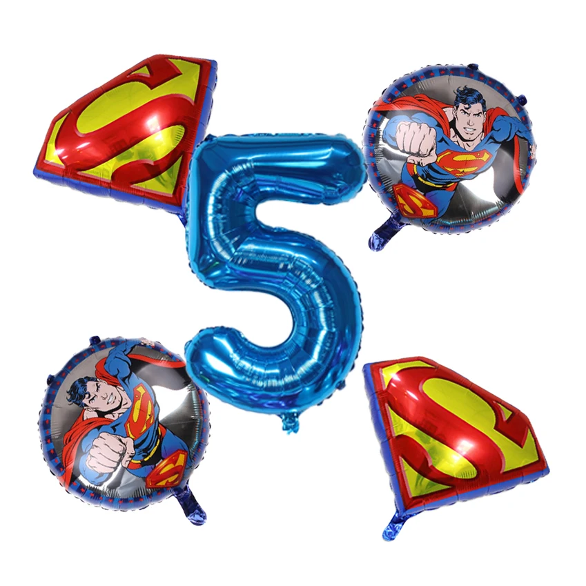 Набор воздушных шаров из алюминиевой пленки с супергероем для мальчиков 5 шт.