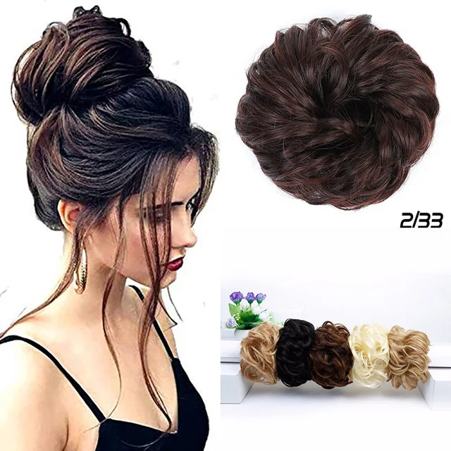 AOOSOO Ladies hair band with rubber band synthetic hair donut hair piece hairpin wrapped ponytail Hairwear - Цвет: 2-33