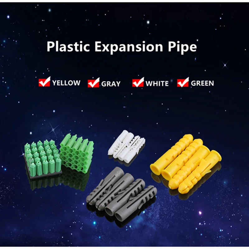 

200/100pcs M4 M5 M6 M8 M10 M12 M14 Plastic Expansion Pipe Rubber Plug Plastic Tube Wall Plug Anchor Expansion Screw Anchor