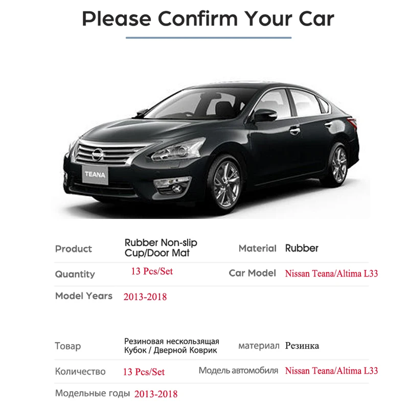 Для Nissan Teana Altima L33 2013~ противоскользящие резиновые ворота слот чашки коврик двери паз коврик наклейки для автомобиля