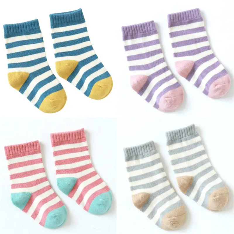 Новинка 2020 Детские хлопковые носки в полоску модные для мальчиков и девочек