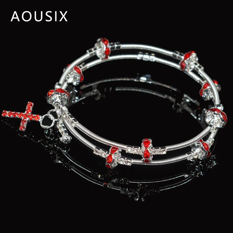 Женский браслет с кристаллами подвеска крест|Браслеты| |