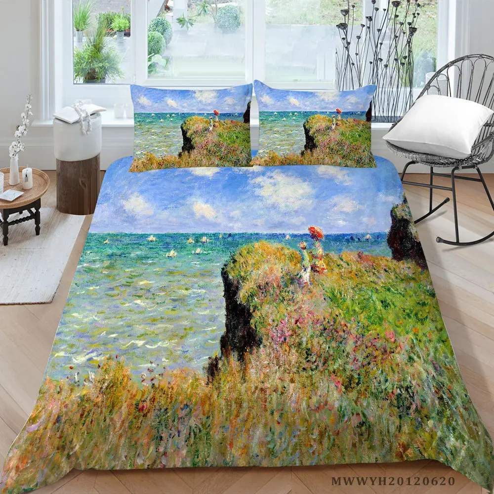 

Beautiful Park Print Bedding Set Autumn Scenery 3D Duvet Cover King Twin Full Single Double Queen Bed Set Oil Painting